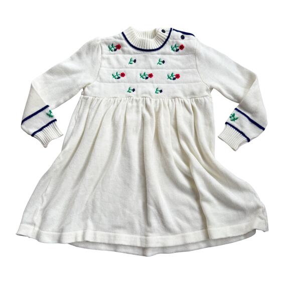 Vtg 1980s Nann-Knits Embroidered Sweater Dress - Picture 2 of 11